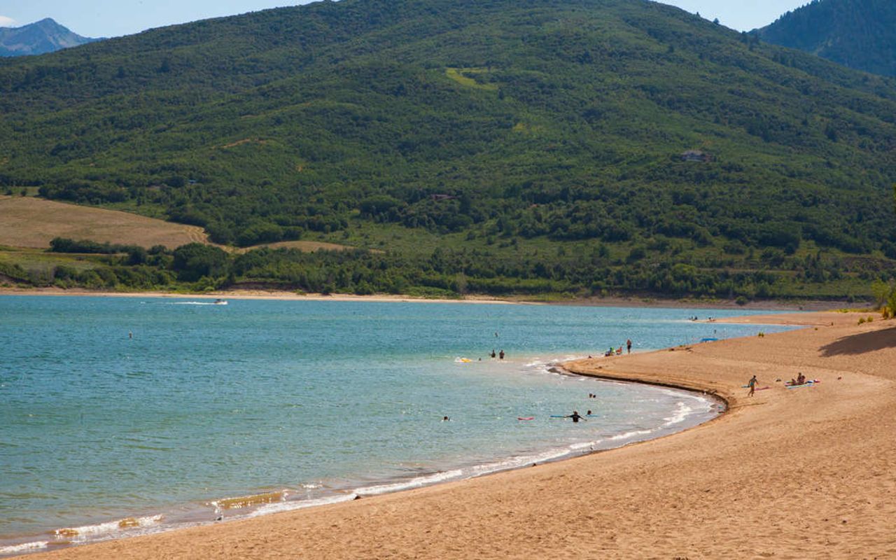 A view from the beach of Pineview Reservoir